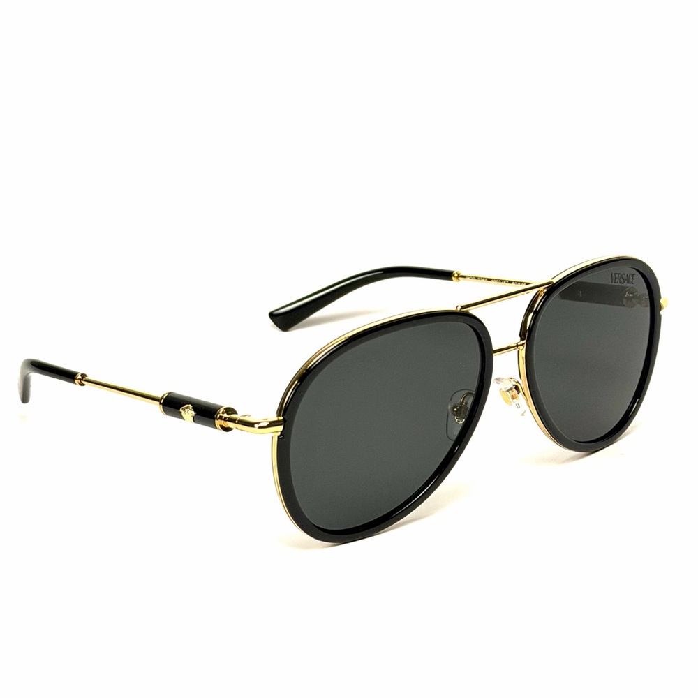 Versace Mod 2260 1002/87 Black Gold Aviator Pilot Authentic New - Picture 2 of 13